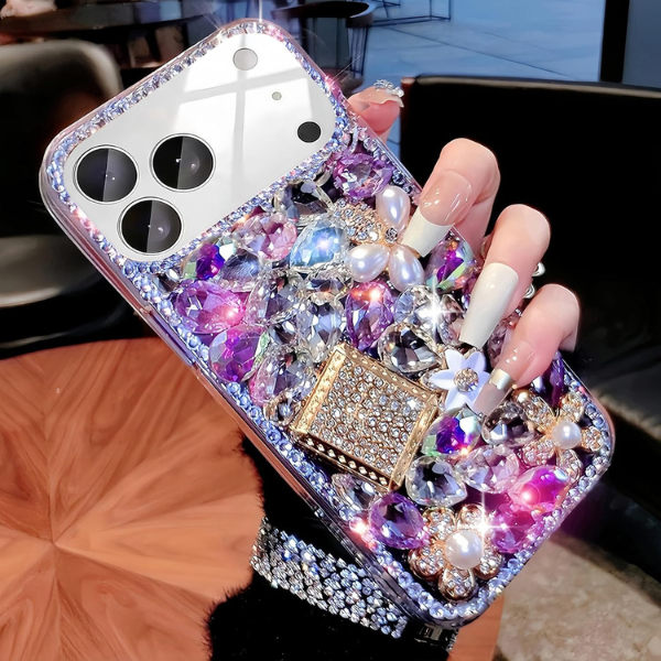 iPhone 17 Pro Max Bling Rhinestone Case – Purple - Image 3