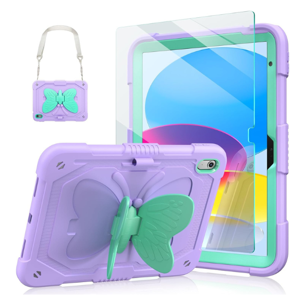 Ambison Kids iPad Case – Purple, Shockproof with Stand & Strap